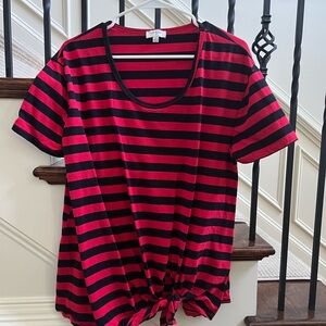 Umgee Striped Red and Black Women's Top large UGA Georgia bulldogs